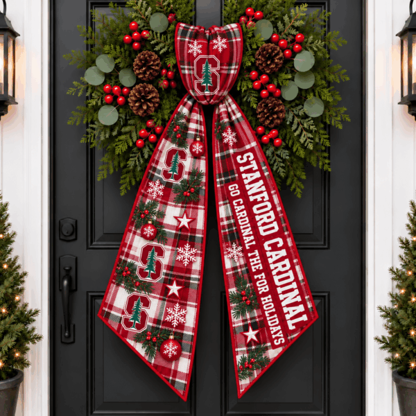 Stanford Cardinal Christmas Wreath Sash