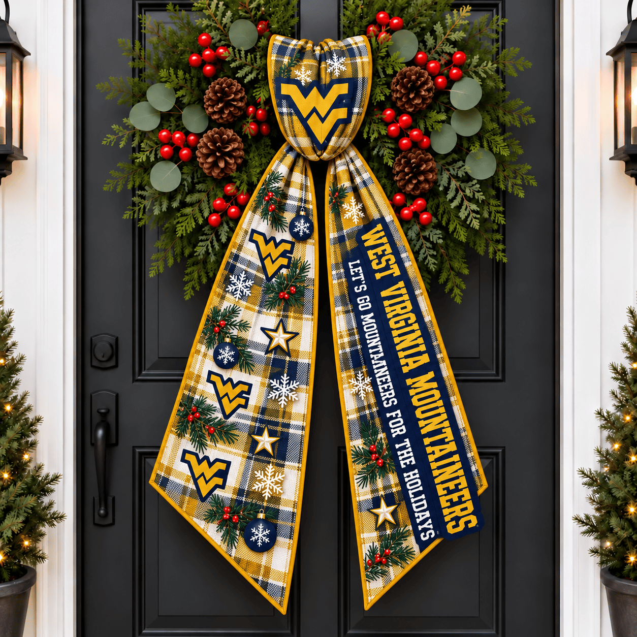 West Virginia Mountaineers Christmas Wreath Sash