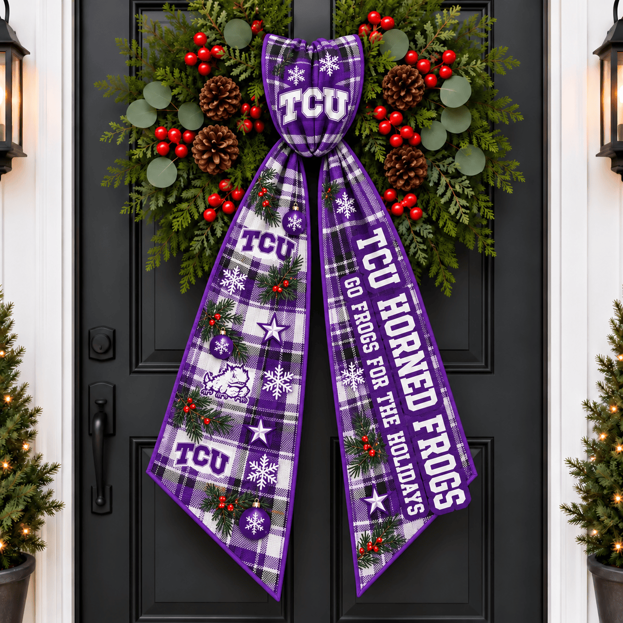 TCU Horned Frogs Christmas Wreath Sash