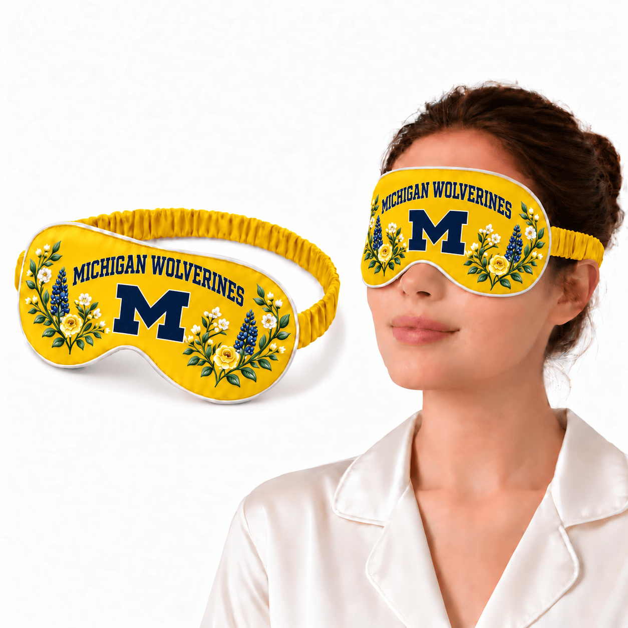 Michigan Wolverines Floral Sleep Mask