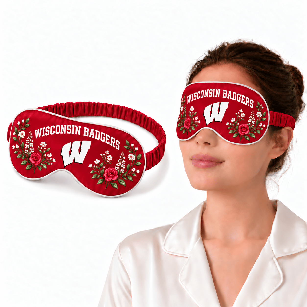 Wisconsin Badgers Floral Sleep Mask