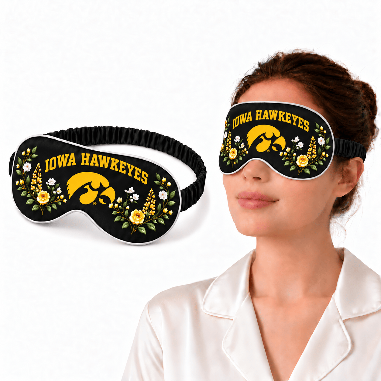 Iowa Hawkeyes Floral Sleep Mask