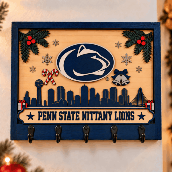 Penn State Nittany Lions Chirstmas Wooden Key Rack