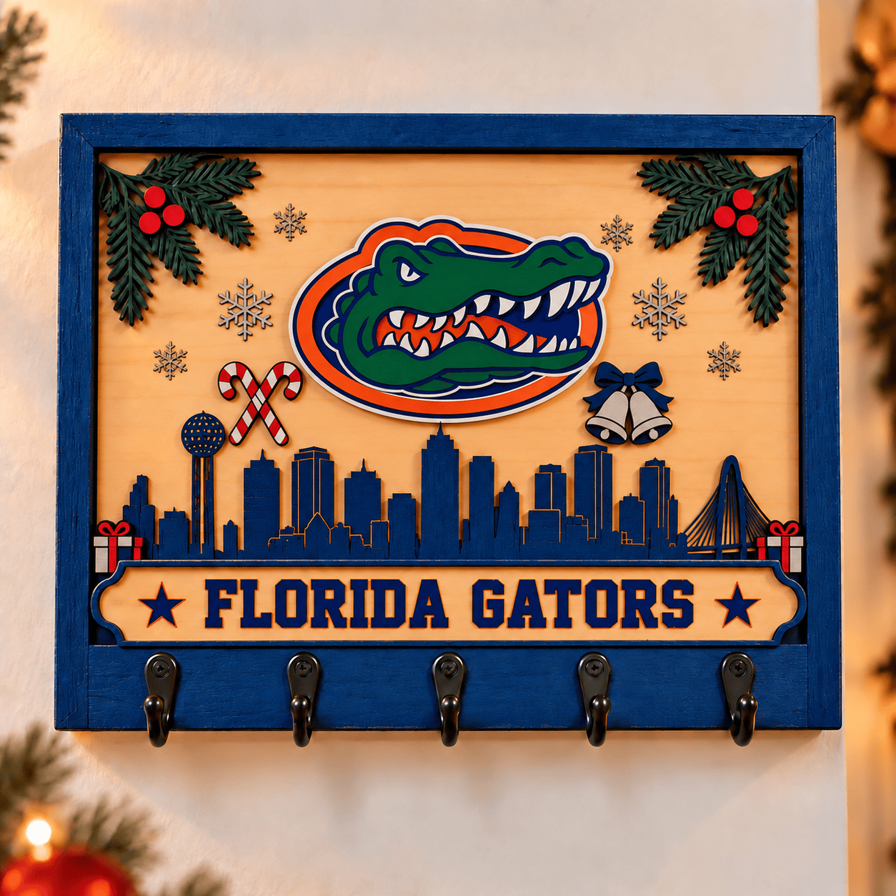 Florida Gators Chirstmas Wooden Key Rack