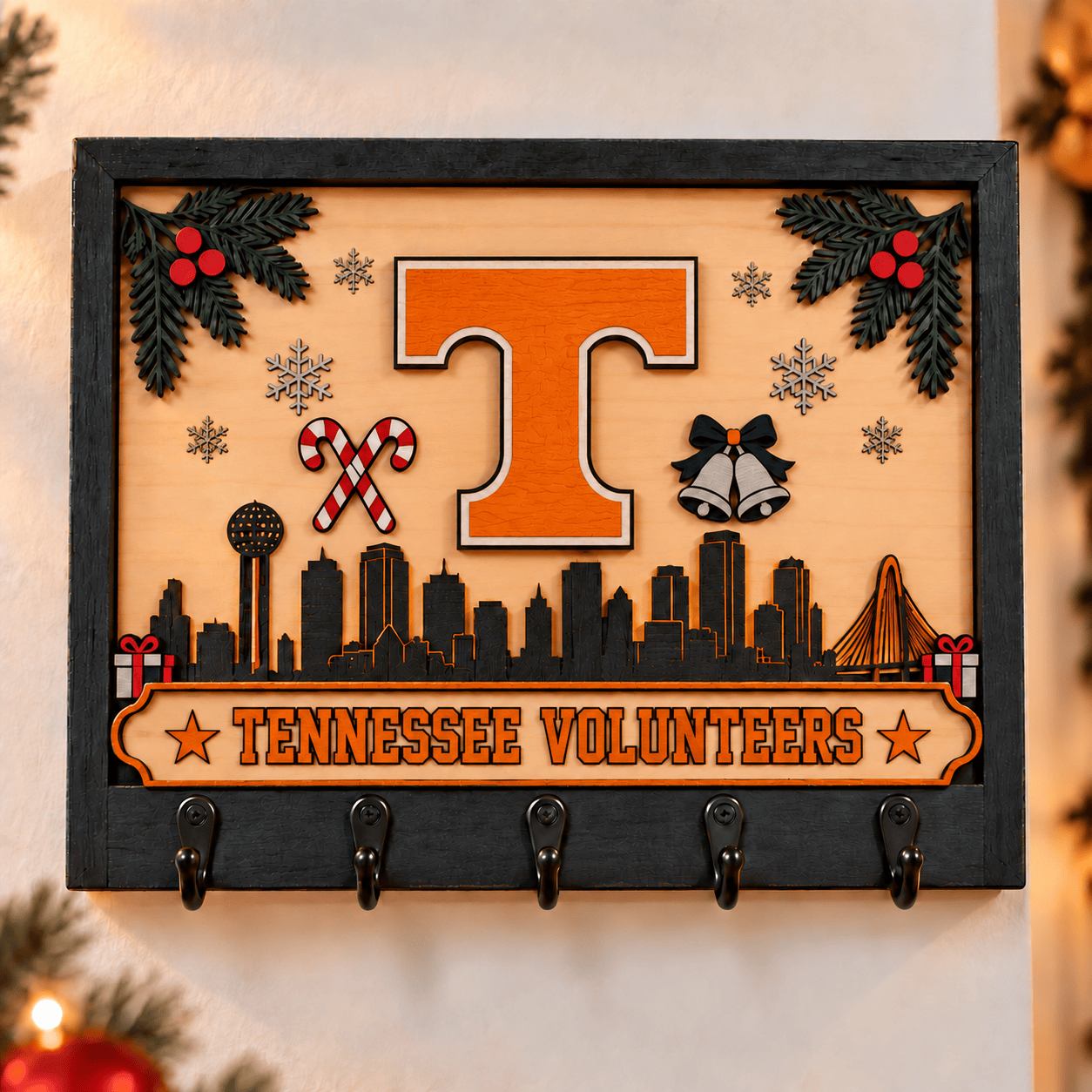 Tennessee Volunteers Chirstmas Wooden Key Rack