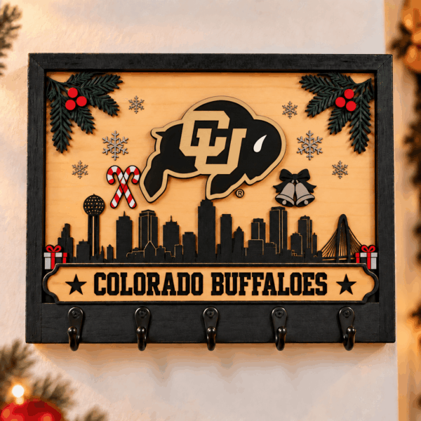 Colorado Buffaloes Chirstmas Wooden Key Rack