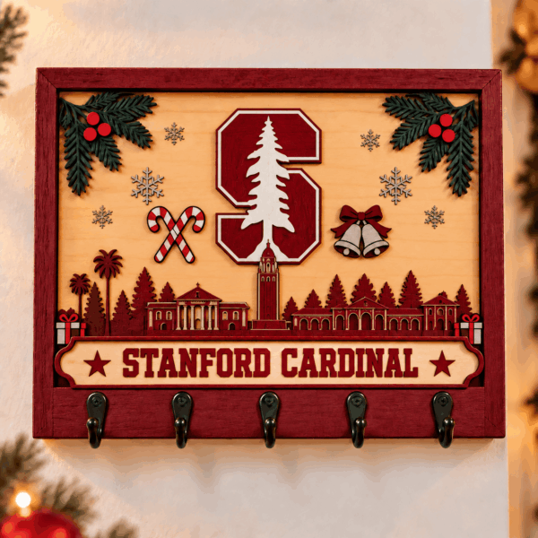 Stanford Cardinal Chirstmas Wooden Key Rack