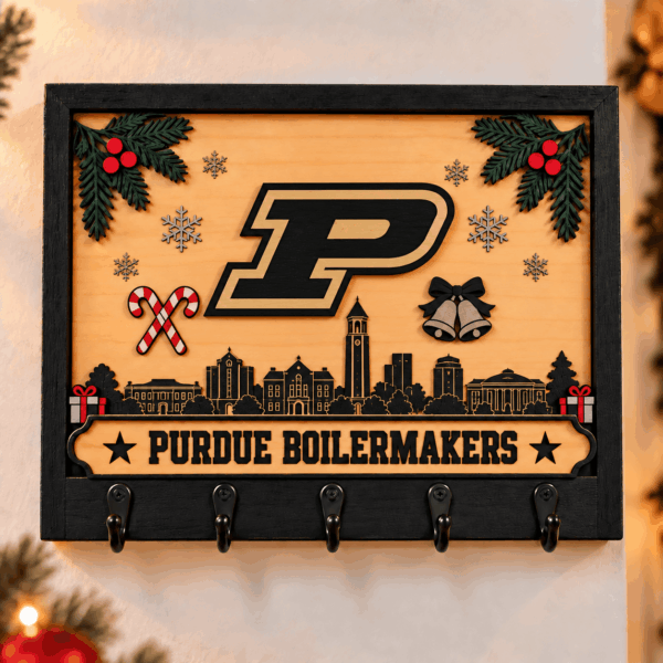 Purdue Boilermakers Chirstmas Wooden Key Rack