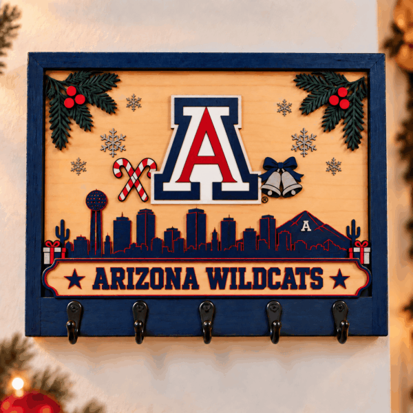 Arizona Wildcats Chirstmas Wooden Key Rack