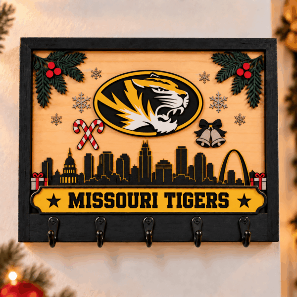 Missouri Tigers Chirstmas Wooden Key Rack