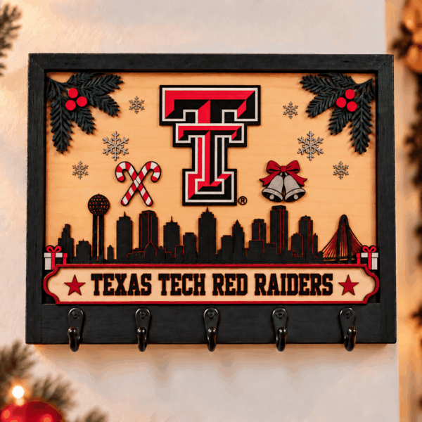 Texas Tech Chirstmas Wooden Key Rack