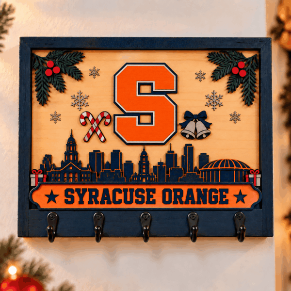 Syracuse Orange Chirstmas Wooden Key Rack