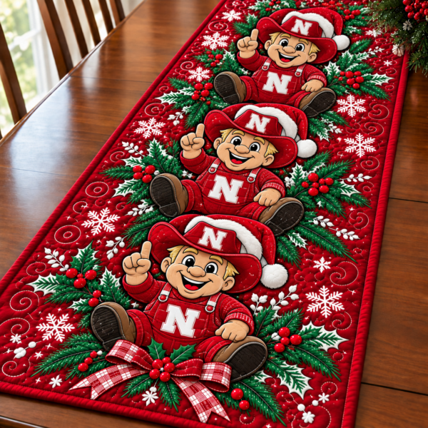 Nebraska Cornhuskers Christmas Mascot Table Runner