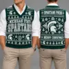Michigan State Spartans Christmas Argyle Football Fan V-Neck Sleeveless Knit Vest