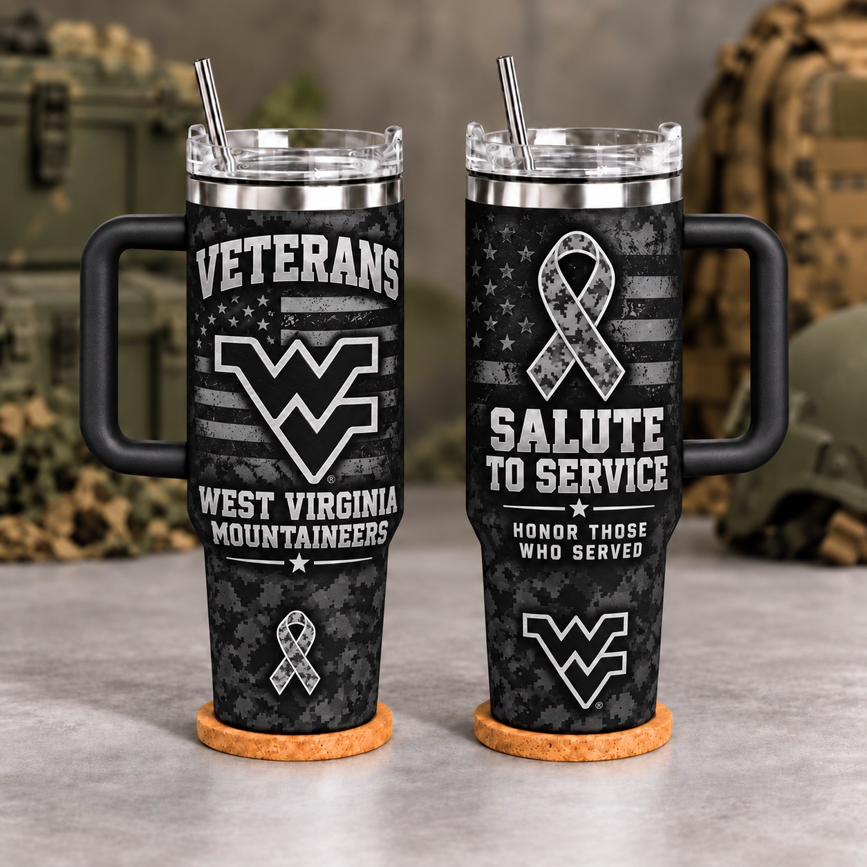 West Virginia Mountaineers Veterans Salute To Service 40oz Tumbler