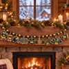 Michigan Wolverines Wooden Christmas Garland – Football Team Holiday Hanging Decorations