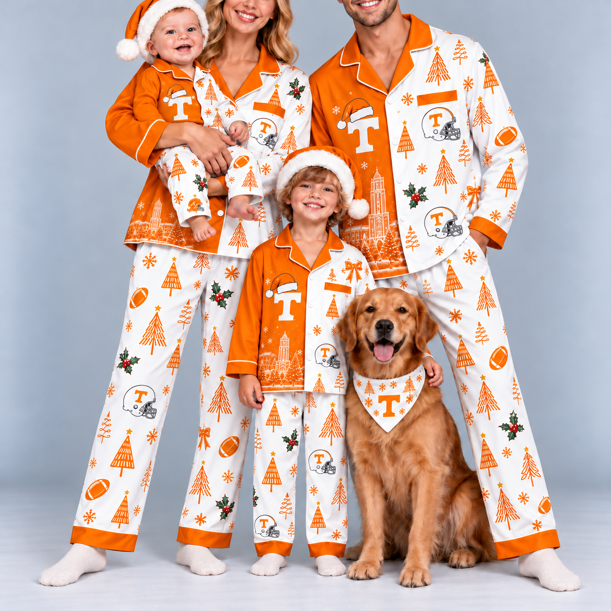 Tennessee Volunteers Family Matching Christmas Pajamas Set - Football Fan Sleepwear, Festive Family Outfit