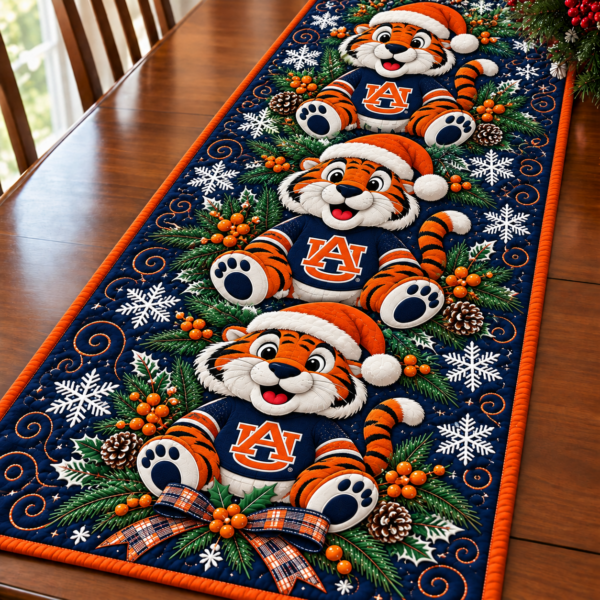Auburn Tigers Christmas Mascot Table Runner