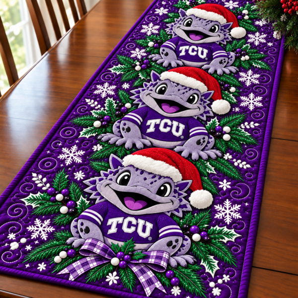 TCU Horned Frogs Christmas Mascot Table Runner