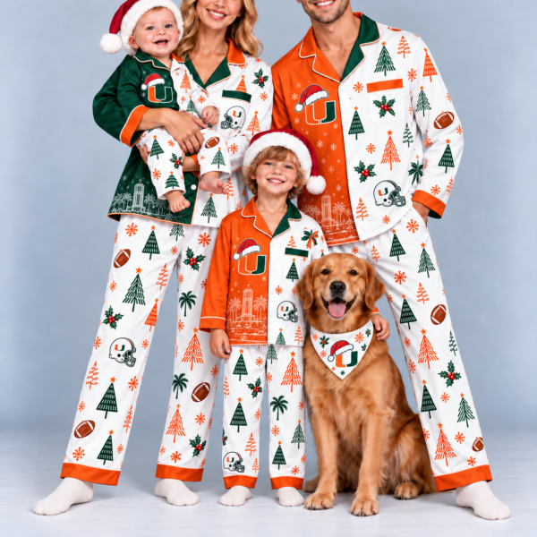 Miami (FL) Hurricanes Family Matching Christmas Pajamas Set - Football Fan Sleepwear, Festive Family Outfit