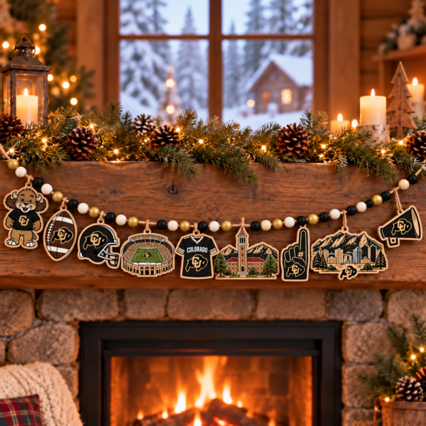 Colorado Buffaloes Wooden Christmas Garland – Football Team Holiday Hanging Decorations