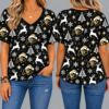 Colorado Buffaloes Women’s Christmas Reindeer Snowflake All-Over Print V-Neck Short Sleeve Shirt