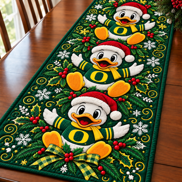 Oregon Ducks Christmas Mascot Table Runner