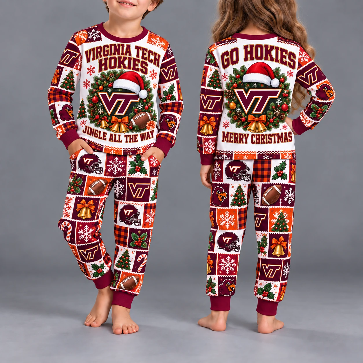 Virginia Tech Hokies Kids Christmas Pajama Set