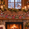 Georgia Bulldogs Wooden Christmas Garland – Football Team Holiday Hanging Decorations