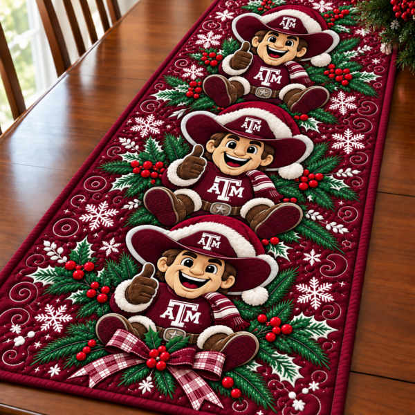 Texas A&M Aggies Christmas Mascot Table Runner
