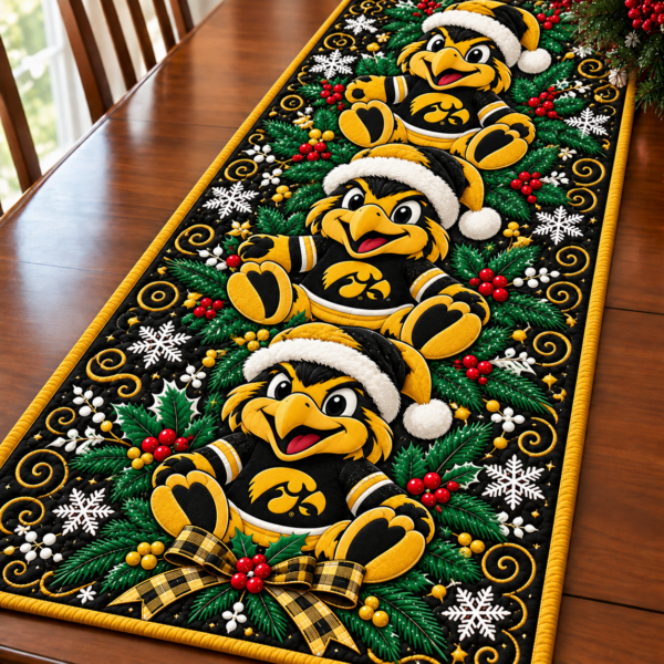 Iowa Hawkeyes Christmas Mascot Table Runner