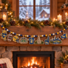 Pittsburgh Panthers Wooden Christmas Garland – Football Team Holiday Hanging Decorations