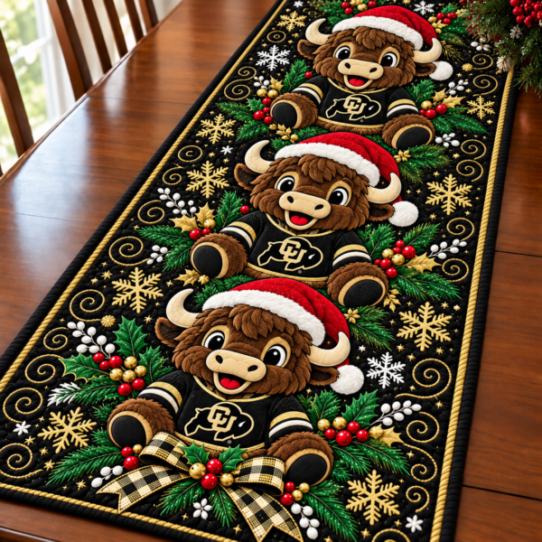 Colorado Buffaloes Christmas Mascot Table Runner