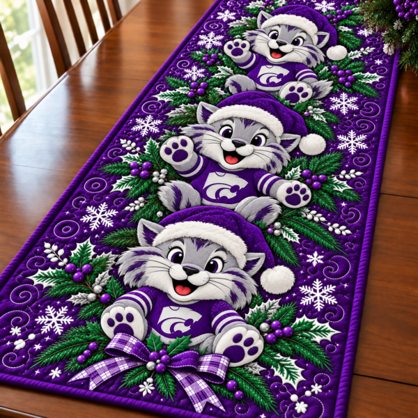 Kansas State Wildcats Christmas Mascot Table Runner