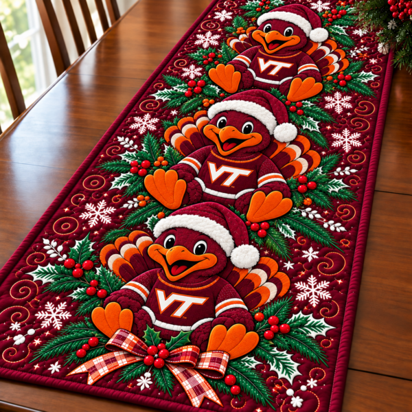 Virginia Tech Hokies Christmas Mascot Table Runner