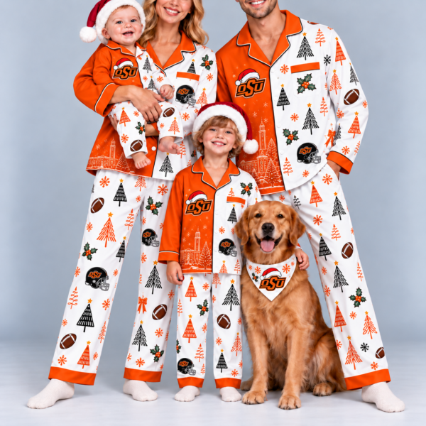 Oklahoma State Cowboys Family Matching Christmas Pajamas Set - Football Fan Sleepwear, Festive Family Outfit