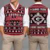 Georgia Bulldogs Christmas Argyle Football Fan V-Neck Sleeveless Knit Vest