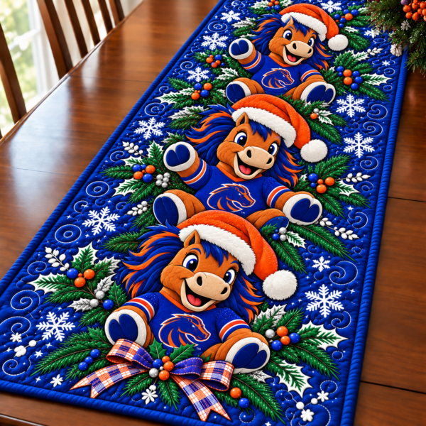 Boise State Broncos Christmas Mascot Table Runner