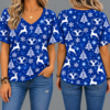 BYU Cougars Women’s Christmas Reindeer Snowflake All-Over Print V-Neck Short Sleeve Shirt