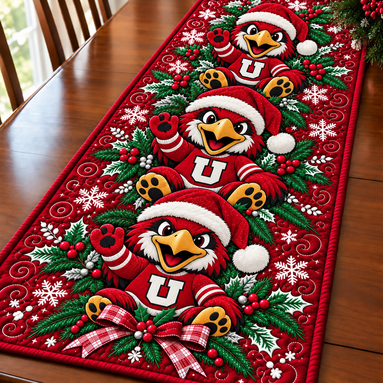 Utah Utes Christmas Mascot Table Runner