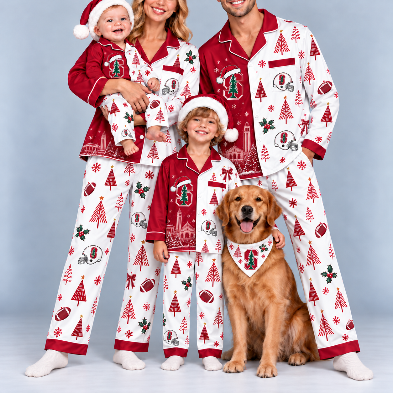Stanford Cardinal Family Matching Christmas Pajamas Set - Football Fan Sleepwear, Festive Family Outfit