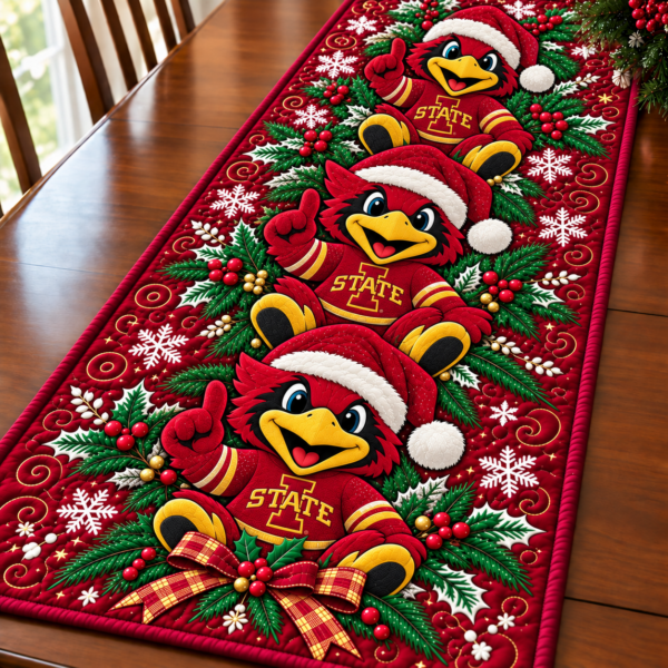 Iowa State Cyclones Christmas Mascot Table Runner