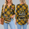 Missouri Tigers Women's Christmas Plaid V-Neck Collar Long Sleeve Casual Shirt with Festive Holiday Print