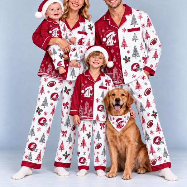 Washington State Cougars Family Matching Christmas Pajamas Set - Football Fan Sleepwear, Festive Family Outfit