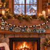 Navy Midshipmen Wooden Christmas Garland – Football Team Holiday Hanging Decorations