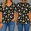 Army Black Knights Women’s Christmas Reindeer Snowflake All-Over Print V-Neck Short Sleeve Shirt