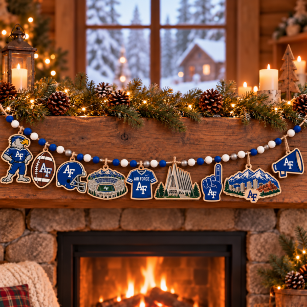 Air Force Falcons Wooden Christmas Garland – Football Team Holiday Hanging Decorations