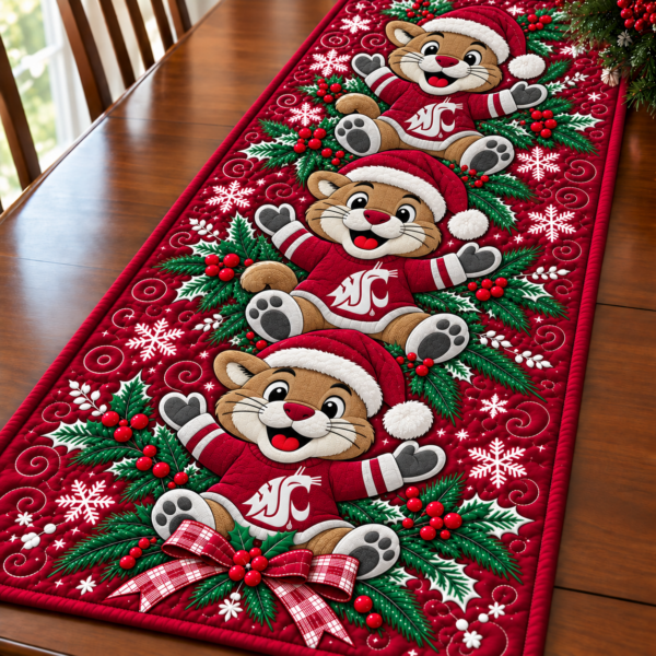 NC State Wolfpack Christmas Mascot Table Runner