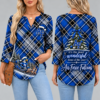 Air Force Falcons Women's Christmas Plaid V-Neck Collar Long Sleeve Casual Shirt with Festive Holiday Print