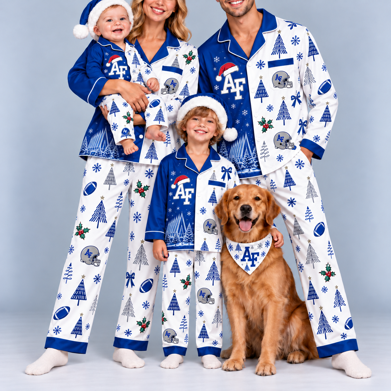 Air Force Falcons Family Matching Christmas Pajamas Set - Football Fan Sleepwear, Festive Family Outfit